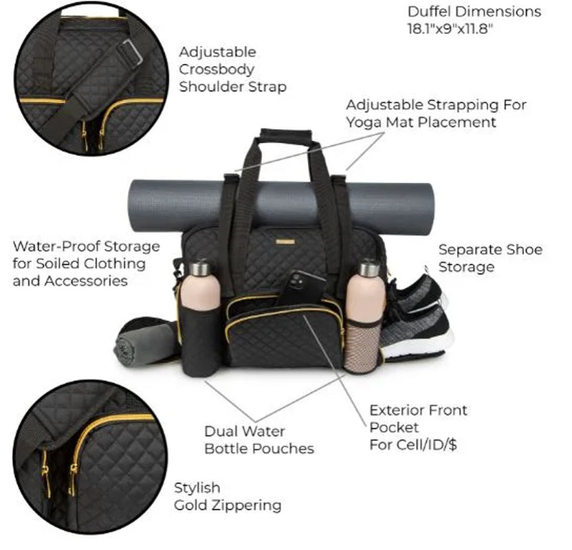 Women Fitness Weekender Travel Duffel Exercise Bag