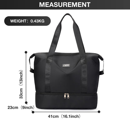 Travel Duffel Bag, Gym Tote Weekender Overnight Bag, Wet Dry Separation Shoulder Carry on Duffel Bags for Women