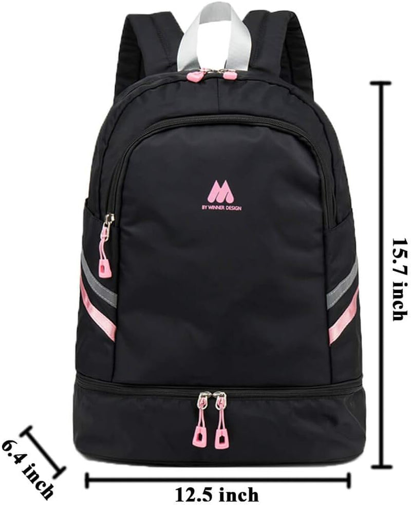 Women Sports Backpack Gym Bag with Shoe Compartment Wet Pocket Travel Backpacks