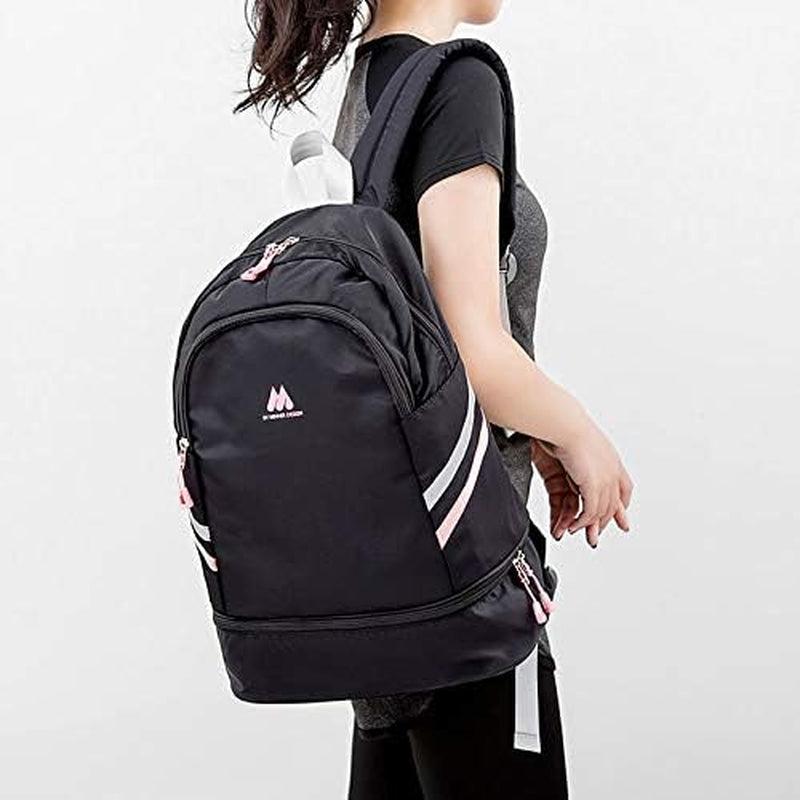 Women Sports Backpack Gym Bag with Shoe Compartment Wet Pocket Travel Backpacks